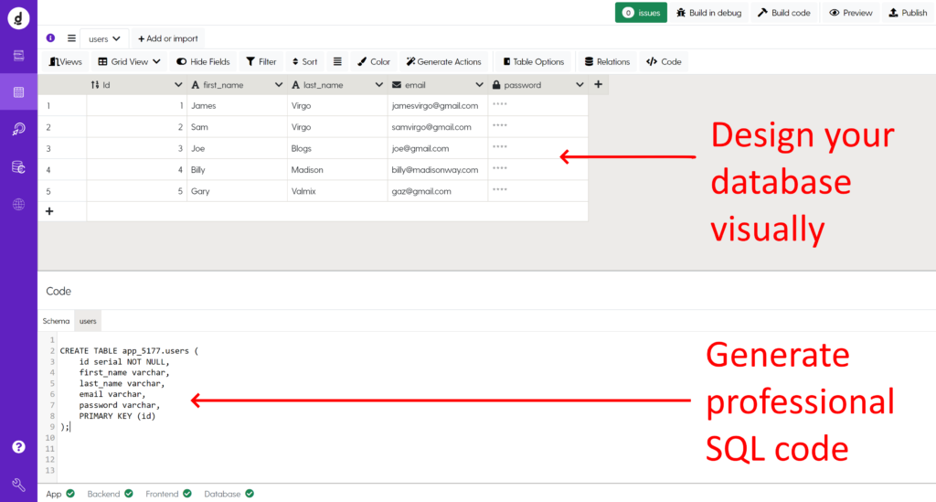 Image: Dittofi's hybrid no code platform. Build apps visually & generate professional, enterprise grade code.