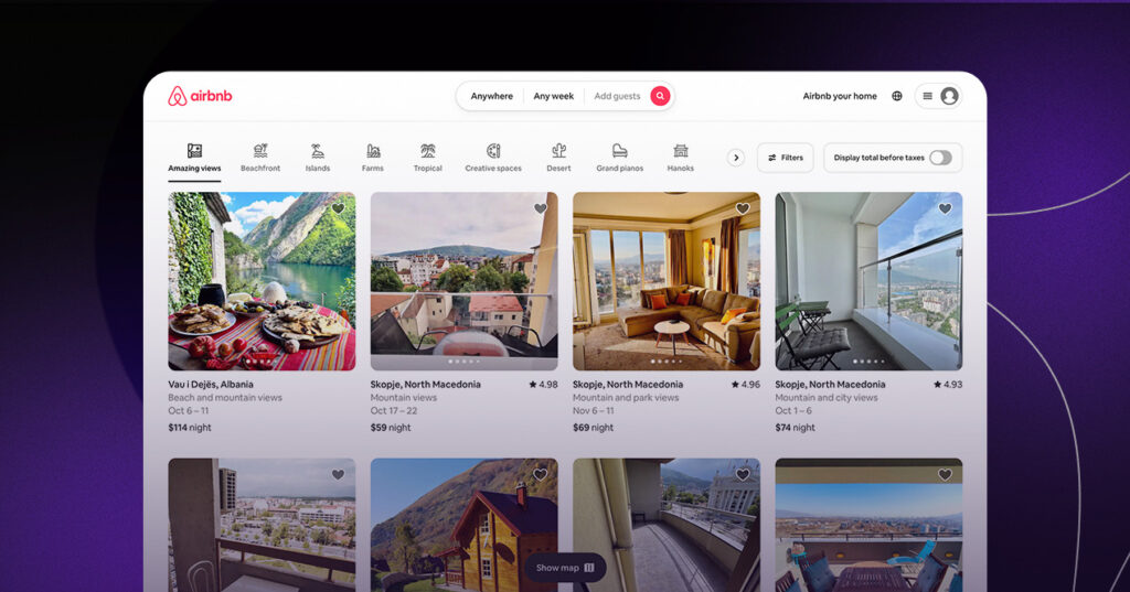 Airbnb two sided marketplace homepage