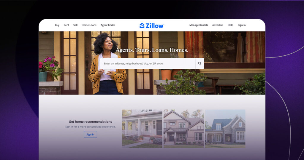 Zillow two sided marketplace homepage