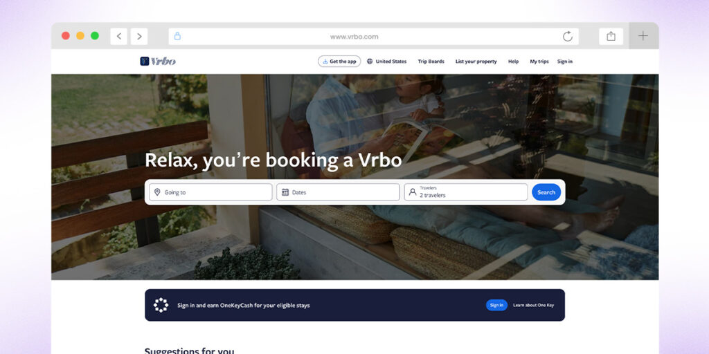 Vrbo, an example of a p2p rental marketplace