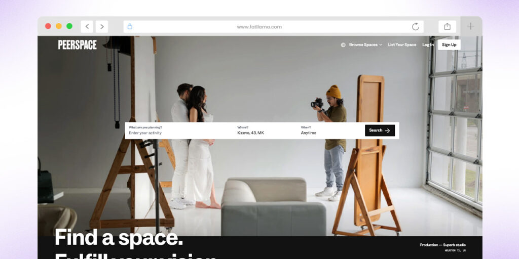 PeerSpace, an example of a p2p rental marketplace