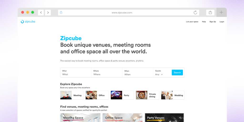 ZipCube, a PeerSpace Competitor