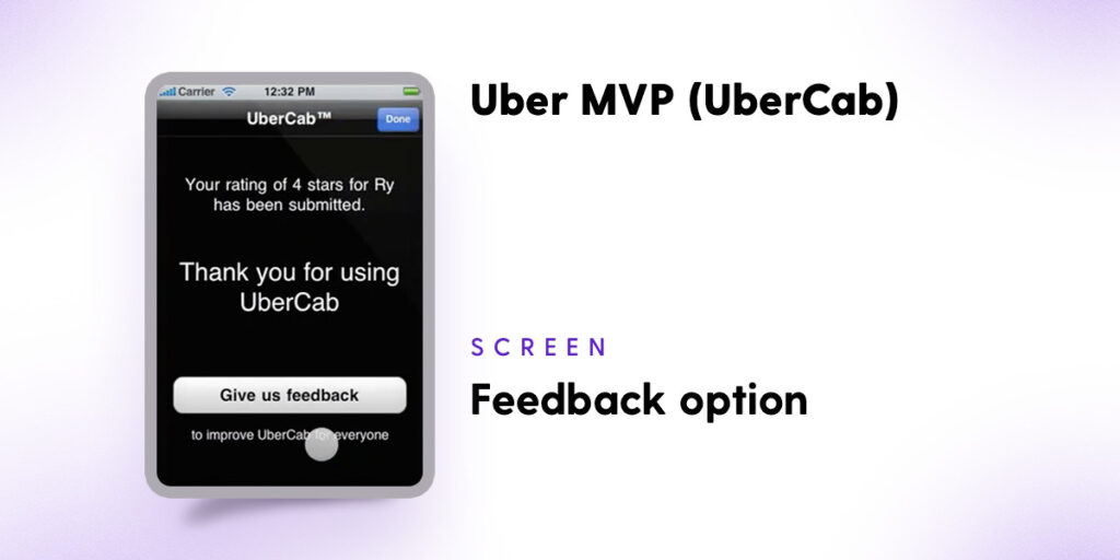 Uber MVP - Feedback option